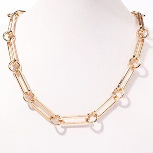 Women Gold Tone Link Chain Fashion Jewelry Necklace